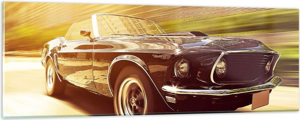 Bilder auf glas - Auto Cabrio - 90x30cm - Glasbilder - Wandbilder - Bilder - Kunstdruck - zum Aufhängen bereit - Wanddekoration aus Glas - Glas Bi...
