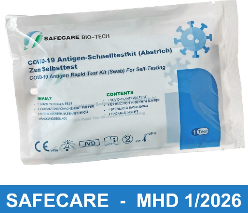 20x Stück - SAFECARE Corona Antigen-Tests Selbsttest - MHD Produktbild 