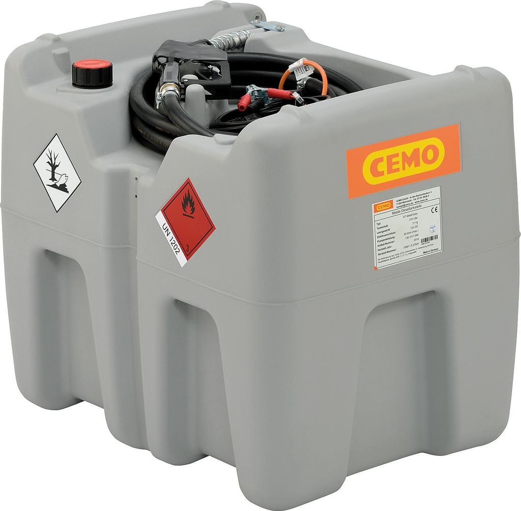 Diesel Mobile Tankanlage CEMO Easy 210 L mit E-Pumpe 12V mit Batterieklemmen