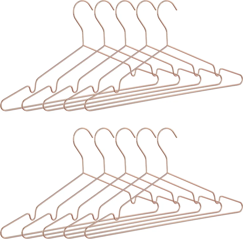 Relaxdays 50 Appendiabiti Oro Rosa: Grucce Metallo Salvaspazio Eleganti