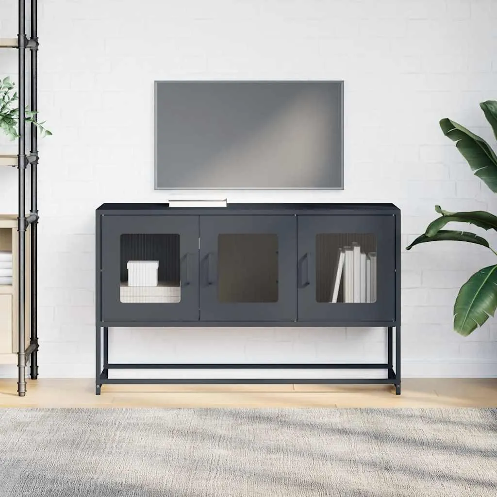 Mobile Porta TV Design Industriale Antracite 100cm Acciaio - 4