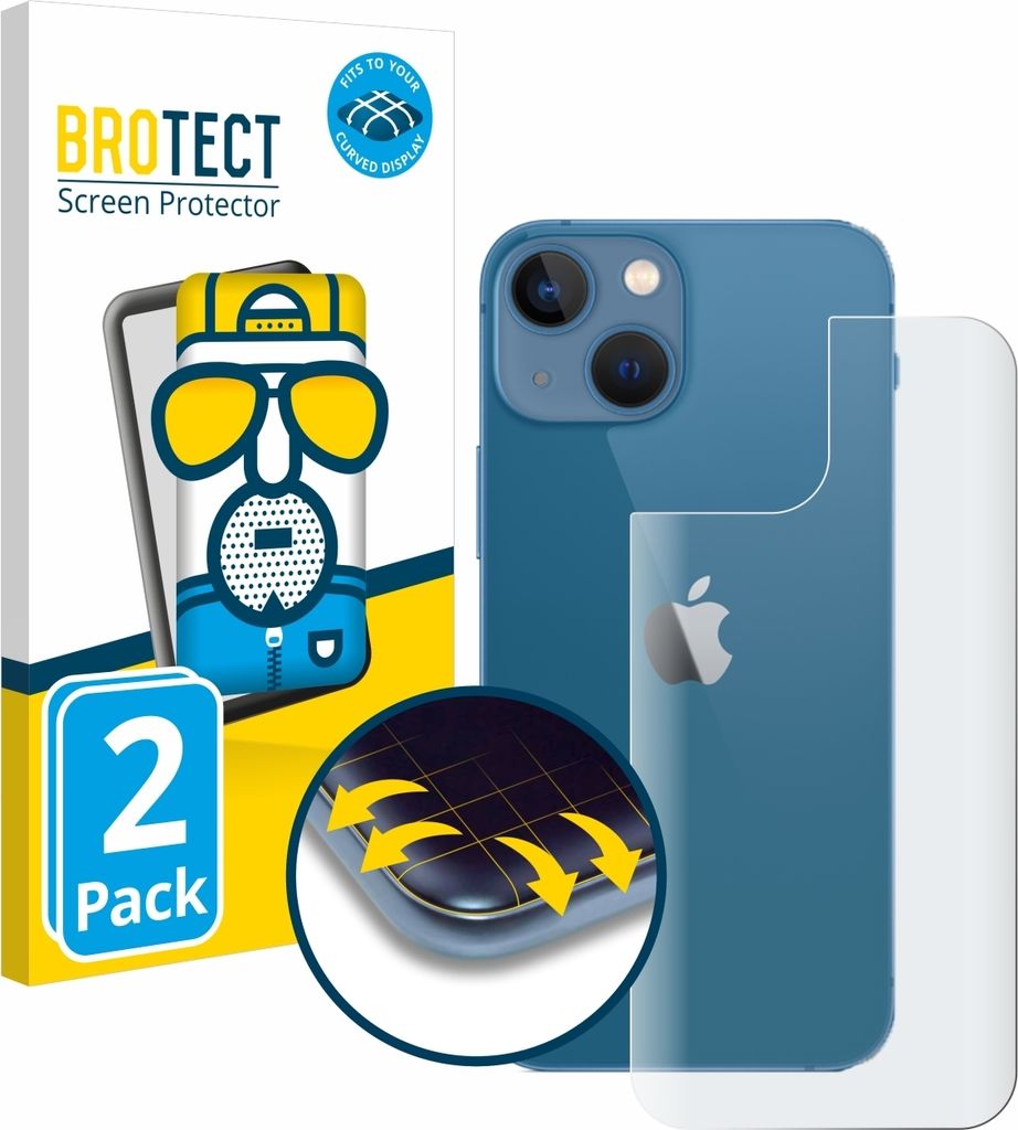 2x BROTECT Fullscreen Schutzfolie für Apple iPhone 13 mini (Rückseite) Displayschutz Folie Fullcover Matt Entspiegelungsfolie