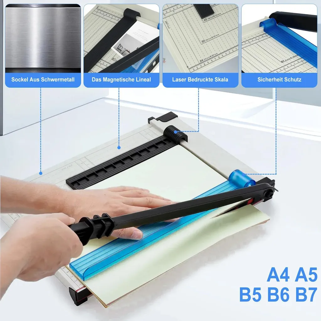 Massicot A4 à levier robuste capacité 15 feuilles pour artisans