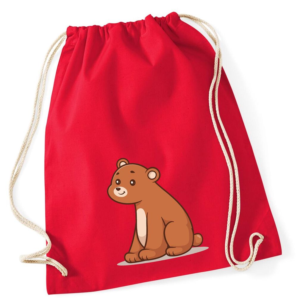 Huuraa Turnbeutel Bär Comic 12 Liter Classic Red Baumwolle Rucksack Geschenkidee