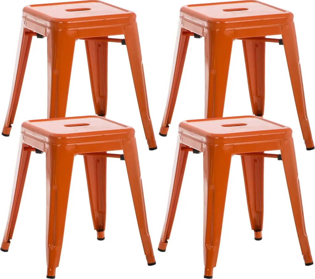 Tabourets de cuisine orange Armin CLP lot de 4 en métal solide et facile d'entretien