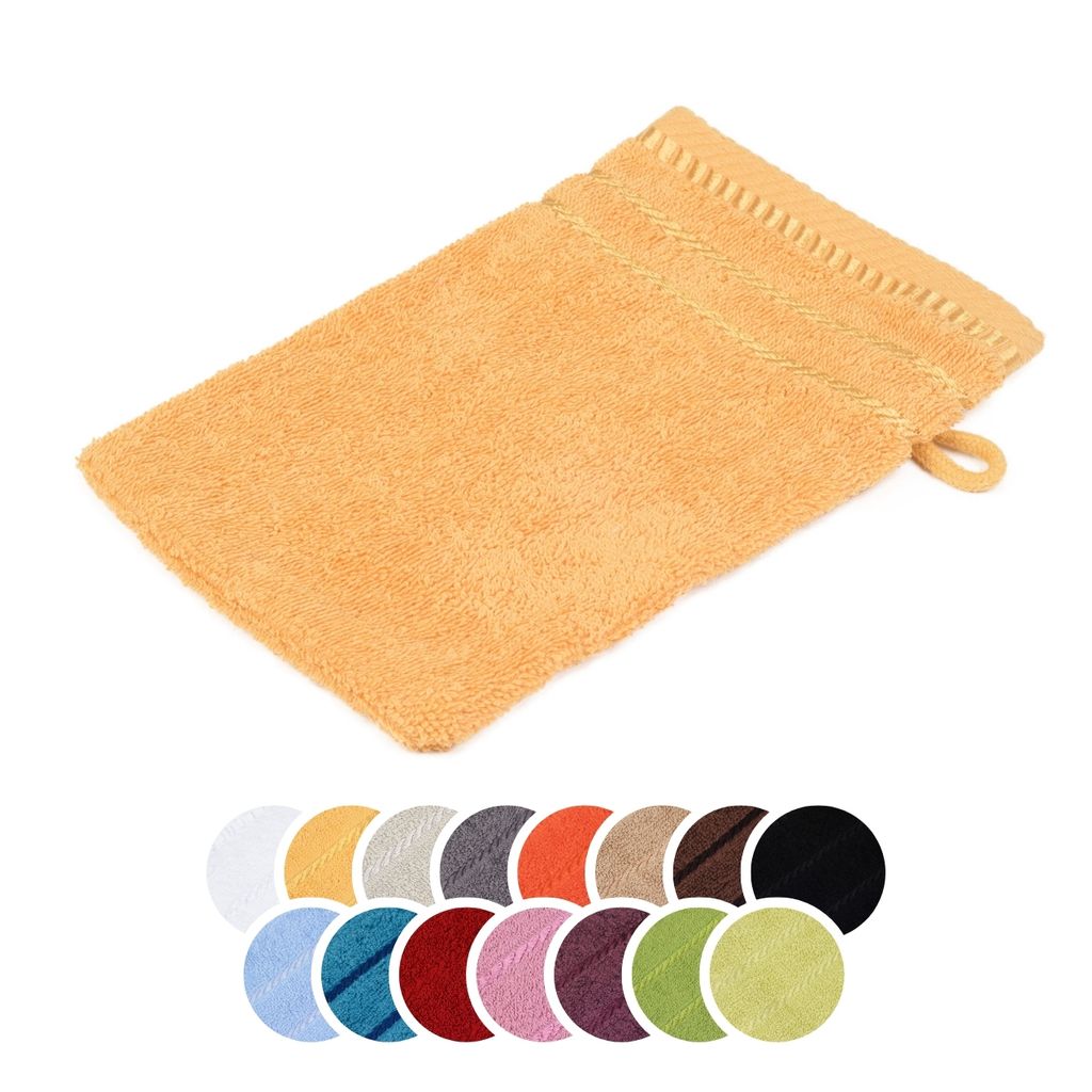 liebling Waschhandschuh, 100% Baumwolle, Serie Potsdam, 17 x 24 cm, 60 Grad waschbar, trocknergeeignet, Farbe: mais