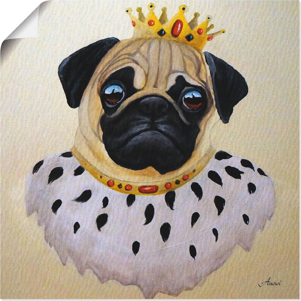ARTland Poster König Mops der Furchtlose Größe: 40x40 cm