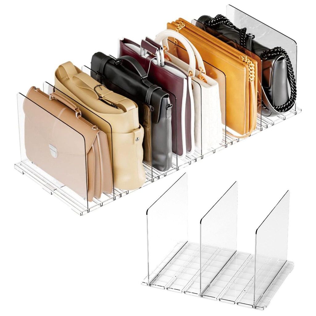 Transparente Regaltrenner, Schrankregaltrenner, Handtaschen Aufbewahrung Organizer mit 3 Trennwänden