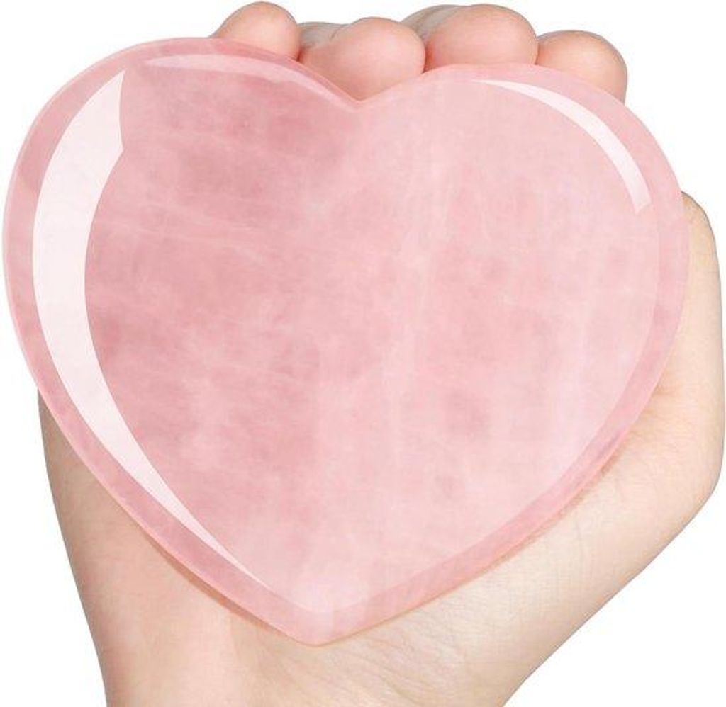 Großes Rosenkristall-Kristall-Herz - 60 mm x 60 mm, natürliches rosa Herzförmiges Stein für Liebe und Heilung