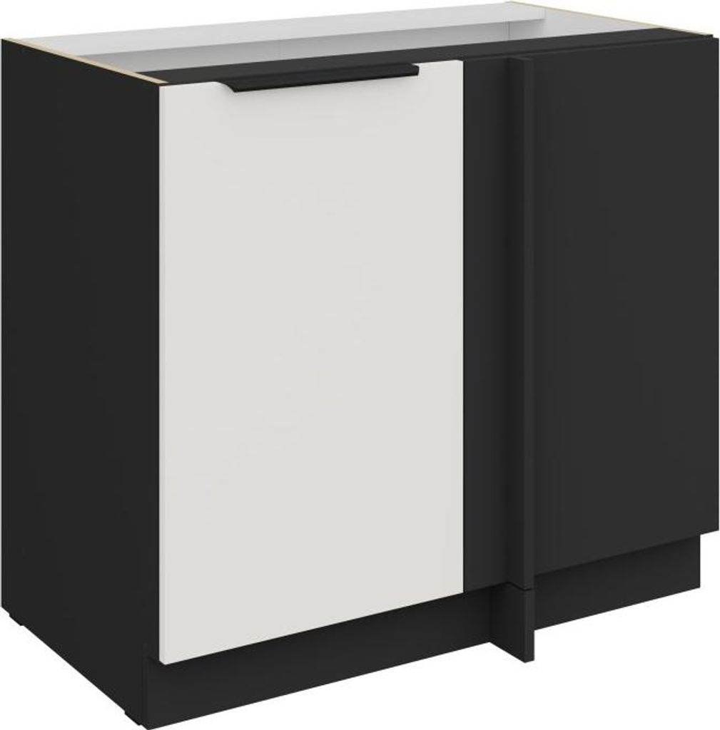 Verlängerter Eckschrank LUNARA – Breite 90 cm, weiß/schwarz