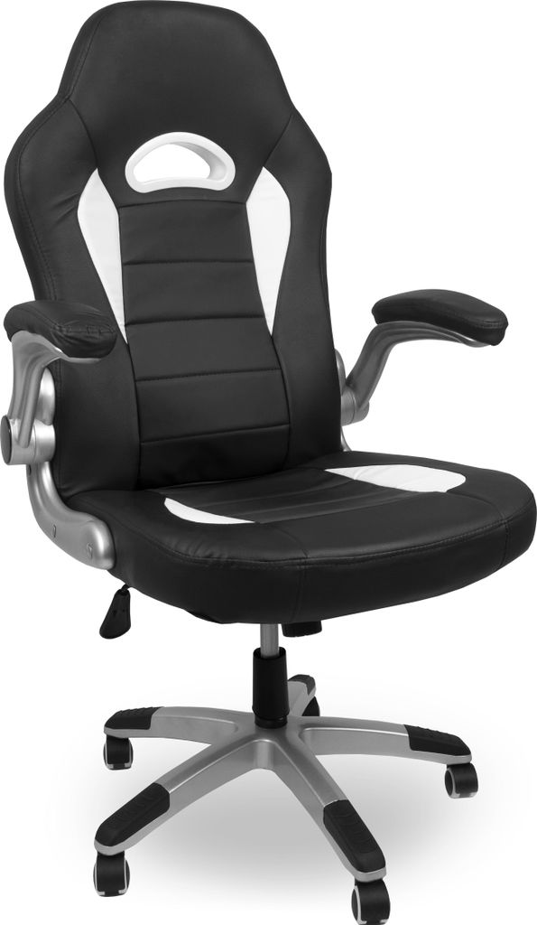 Aga Spielstuhl, Bürostuhl,Drehbarer Spielstuhl, Gamingstuhl, Racing Schreibtischstuhl,Chefsessel Schwarz - Weiß