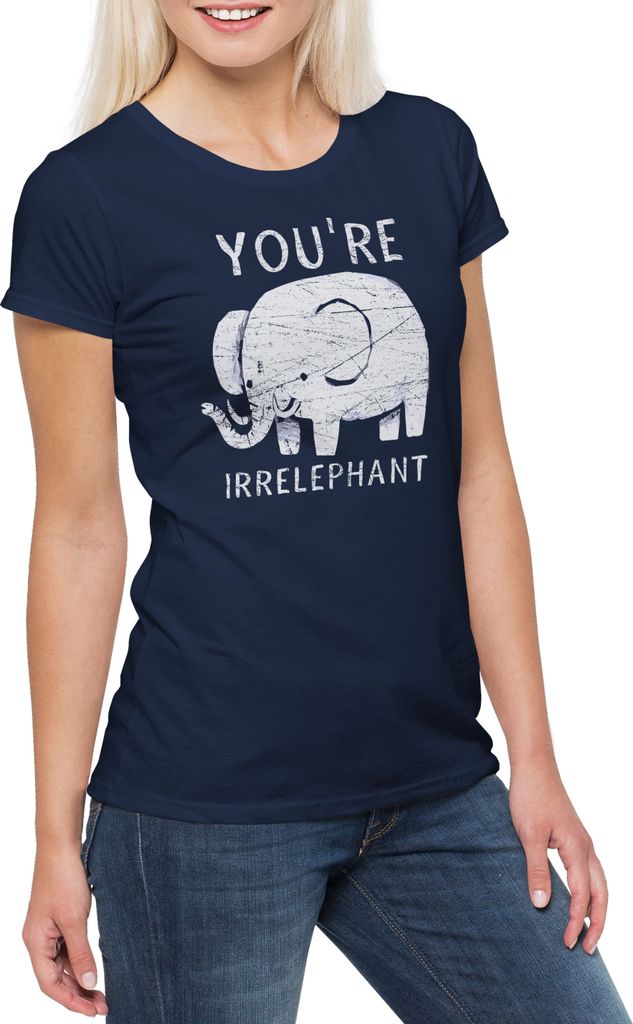 Urban Backwoods You're Irrelephant, Damen T-Shirt, Farbe: Navy, Größe: 3XL