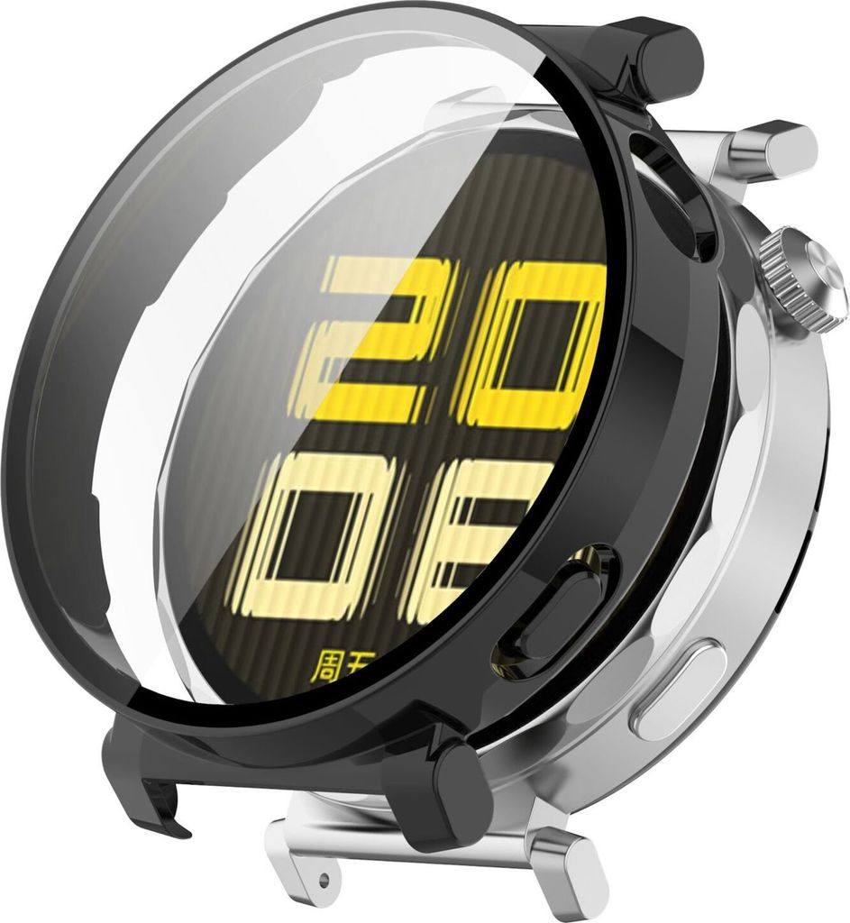 Für Huawei Watch GT 5 Pro 42mm Kunststoff Watch Hülle + Schutz Hart Glas Schwarz