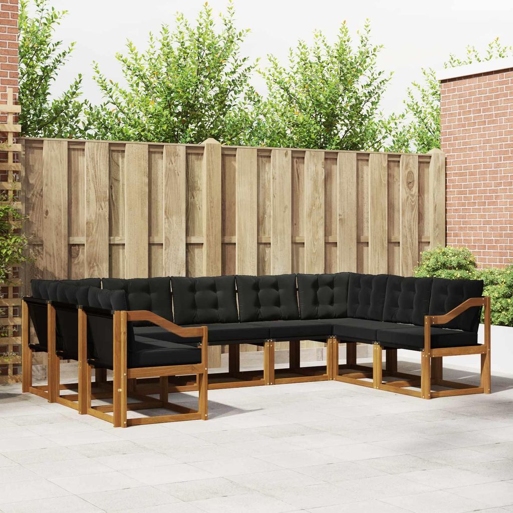 "Neues Produkt" Outdoor-Sofagarnitur ANTI-UV - CLORIS - mit Kissen - 9 pcs - Natürlich und Schwarz - Modern Gartensofas V592