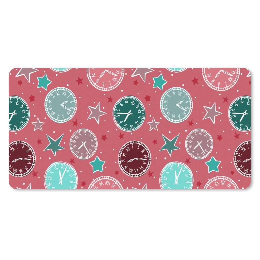MuchoWow Mauspad Mousepad Uhr - Rosa - Muster - Sterne 60x30 cm - Mousepads - Maus Mat - Pad - Mausunterlage - Nachhaltig