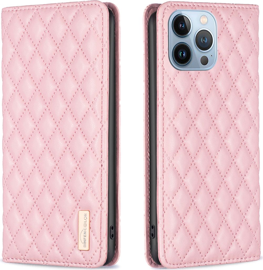iPhone 13 Pro Max Hülle, Elegant Bookstyle Flip Leder Kartenfächer Schutzhülle mit Ständer für iPhone 13 Pro Max Pink
