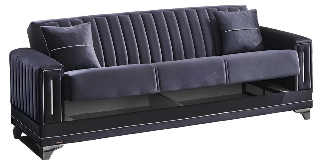 Moderne Sofa 3 Sitzer Wohnzimmer Textil Grau Design Dreisitzer Couch
