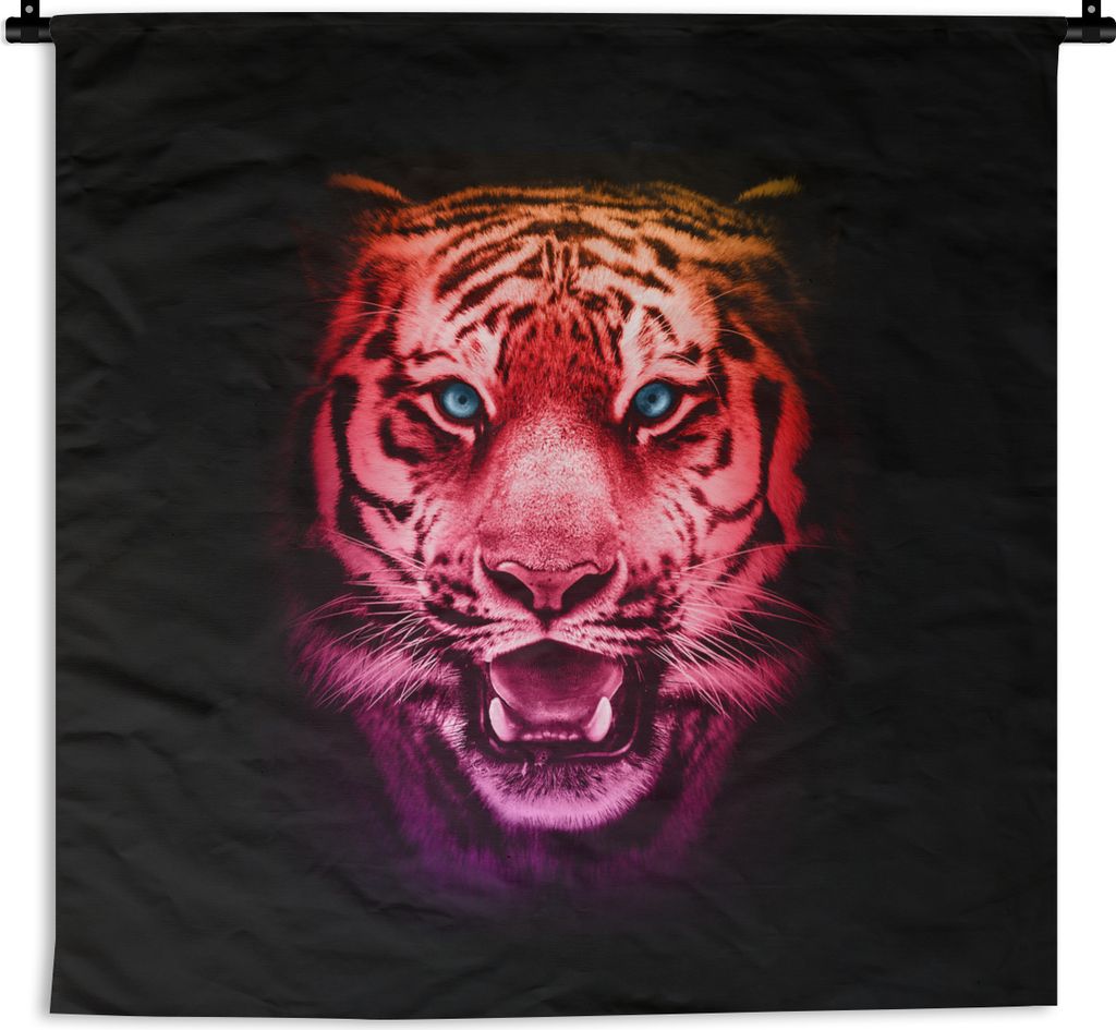 MuchoWow Wandteppich Wandbehang Tiger - Farben - Tiere 150x150 cm Tapisserie Dekoration Wandtuch - Wohnaccessoires - Modernes