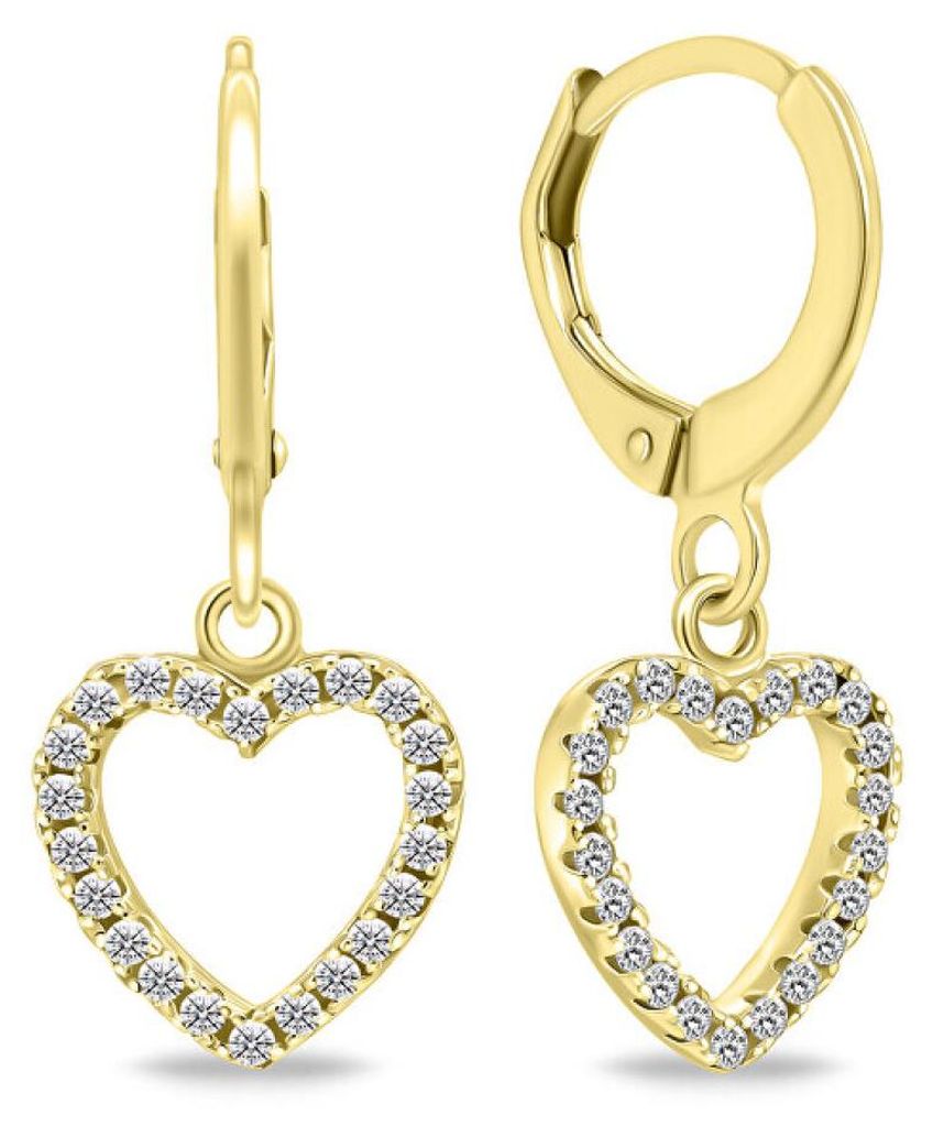 Gold plated hoop earrings with hearts EA645Y