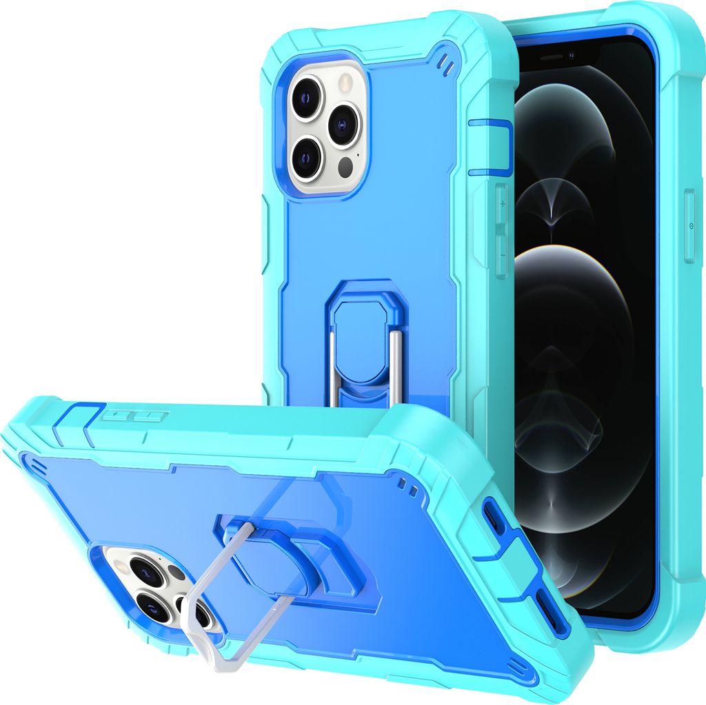 iPhone 12 Pro Max Hülle, LaimTop Heavy Duty Militärqualität Rüstung Schutzhülle mit Ständer für iPhone 12 Pro Max Aqua Blau