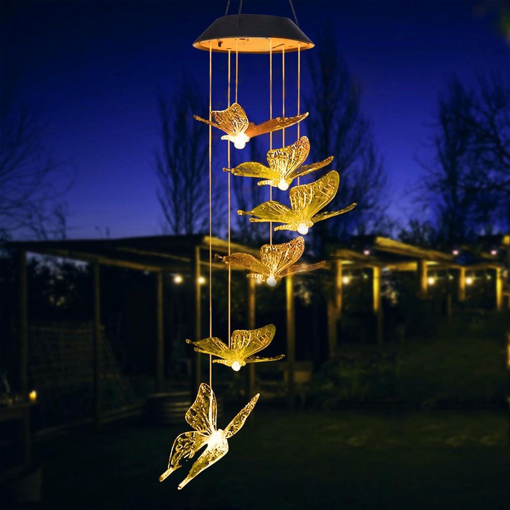 Solarbetriebenes LED-Schmetterlings-Windspiel – Für den Produktbild 
