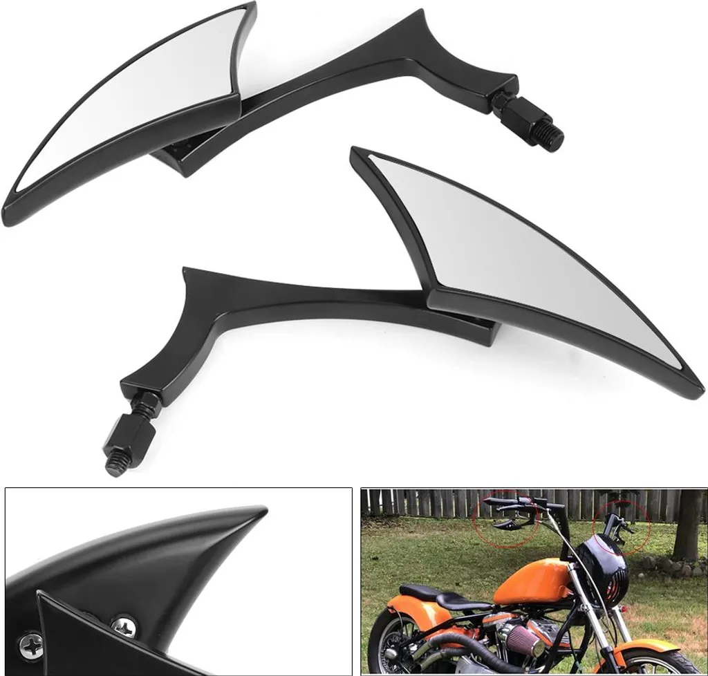 Paire de Rétroviseurs Moto Universels 8mm 10mm Embout de Guidon Noir