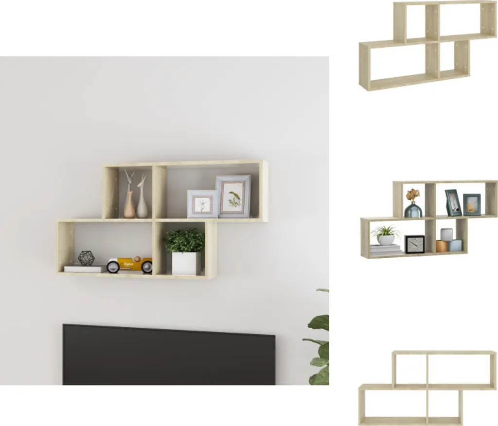 Meuble de Rangement Mural 100 cm Coloris Chêne pour Salon et Bureau