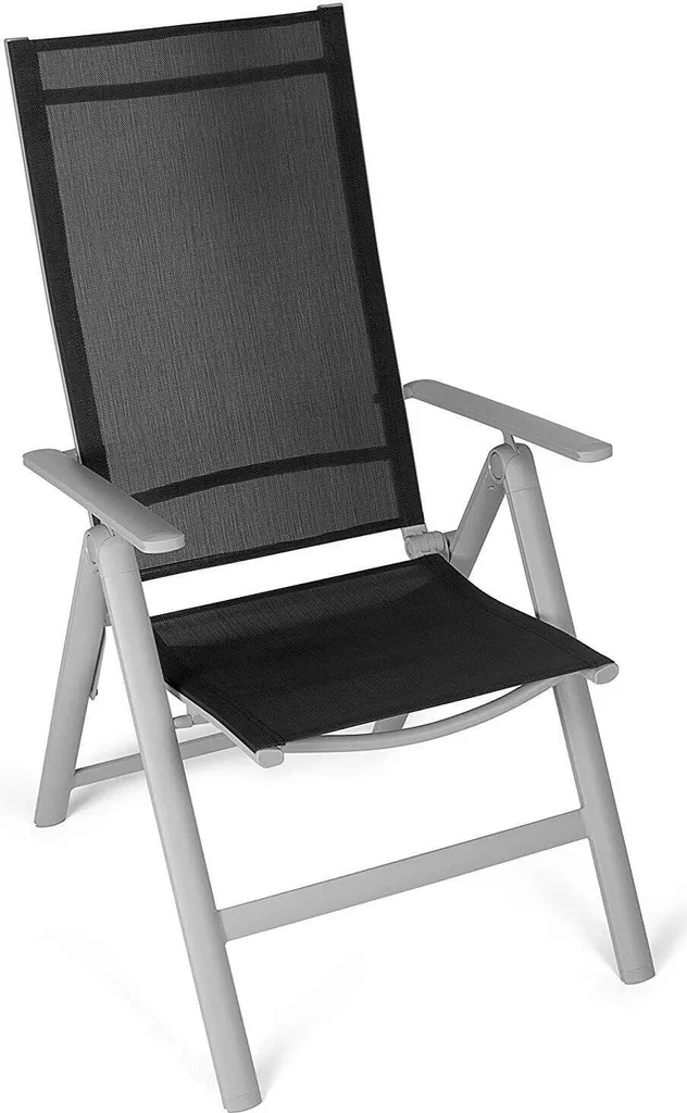 Vanage VG-0277 Lot de 2 Chaises de Jardin Noires Dossier Haut Pliables