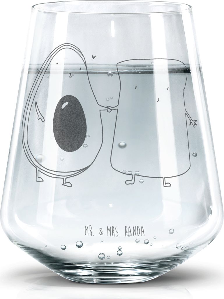 Mr. & Mrs. Panda Glas Avocado Toast - Transparent - Geschenk, Geschenkglas, Tumbler, Pärchen, Wasserglas, getränkebecher, Trinkgefäß, Liebe, Li...
