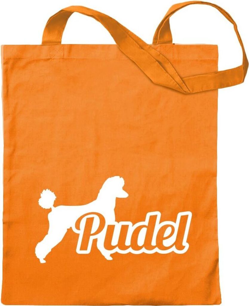 Kiwistar - Baumwolltasche - mandarin - Pudel Caniche Dog - Tragetasche Stoffbeutel Umhängetasche Langer Henkel