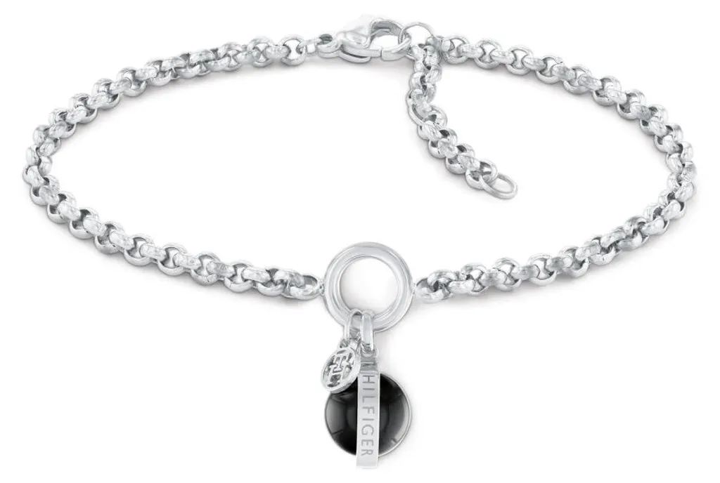 Bracelet chaîne onyx véritable noir intense - Design géométrique moderne