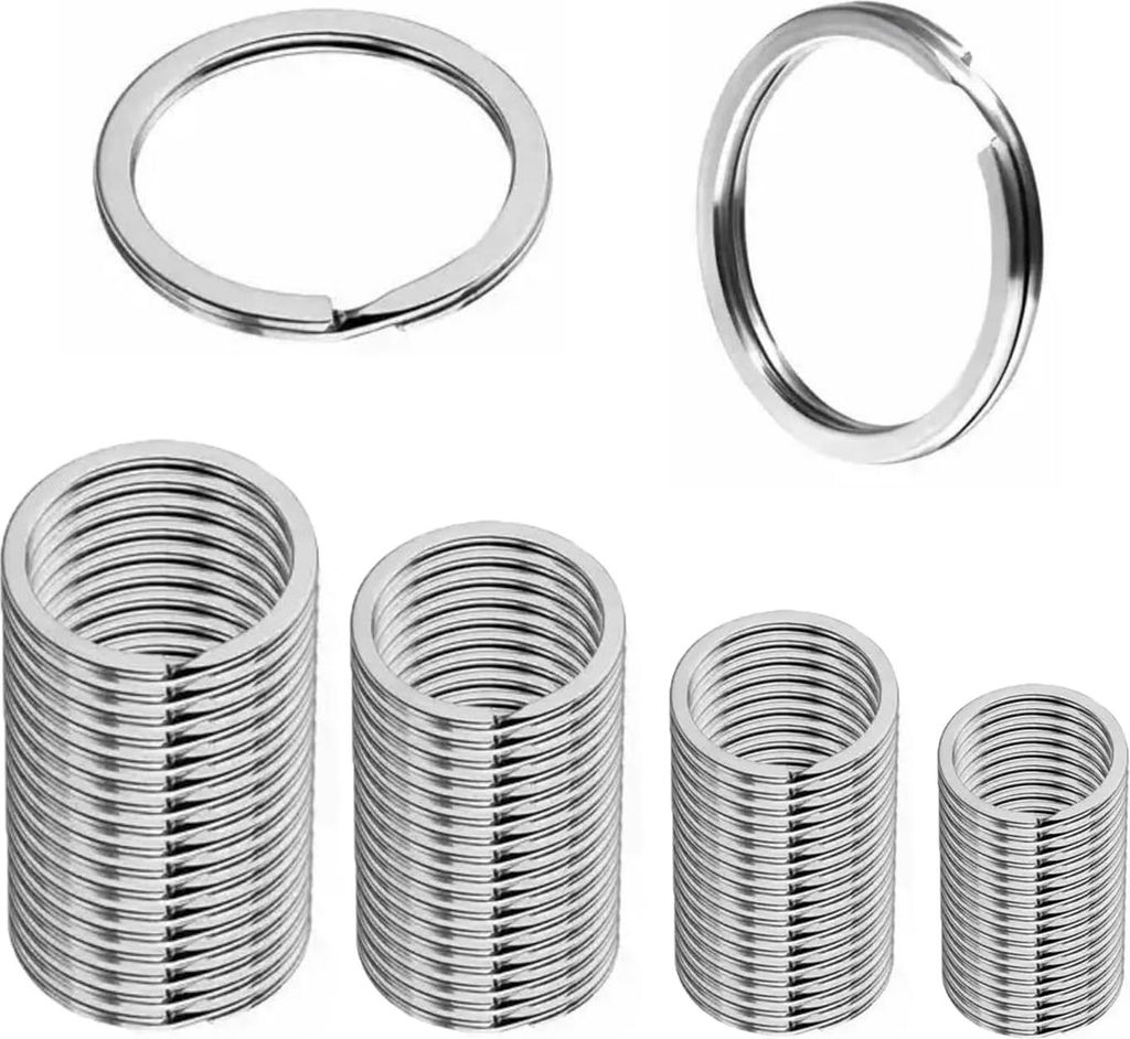 100 Stück Schlüsselring Set, Silberne Schlüsselringe in 4 Produktbild 
