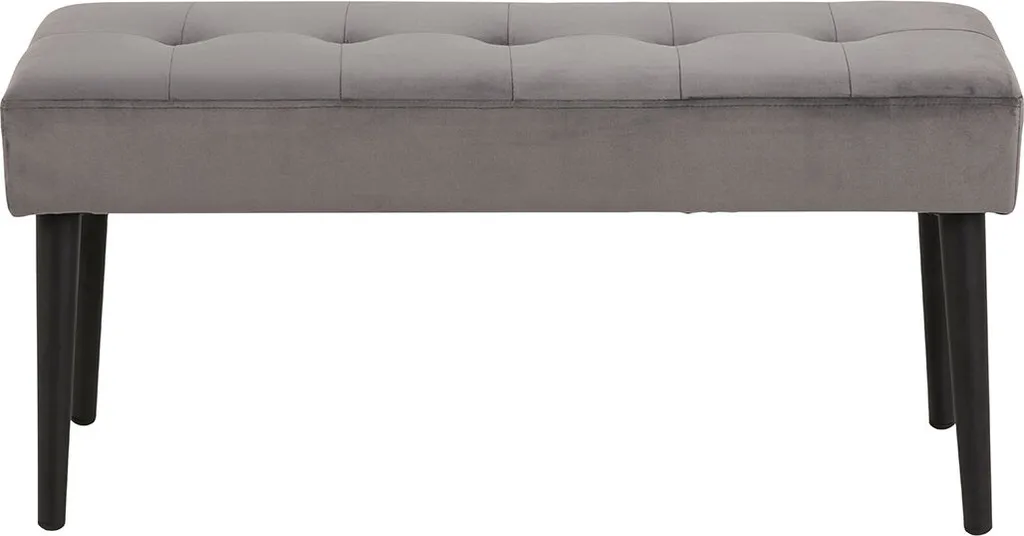 Banc gris en velours Glory : assise d'appoint stable et peu encombrante - 2