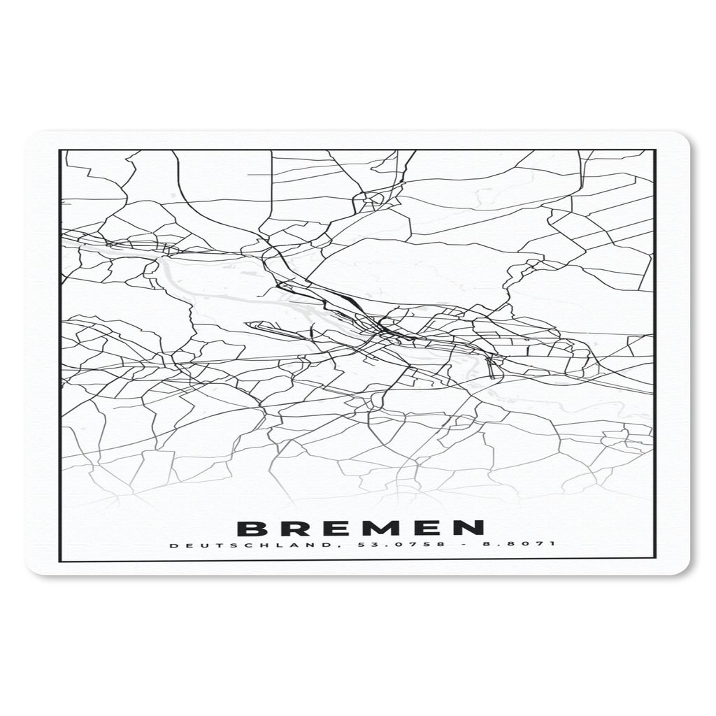 MuchoWow Schreibtischunterlage Bremen - Stadtplan - Karte 60x40 cm - XXL Mauspad - Großes Mauspad