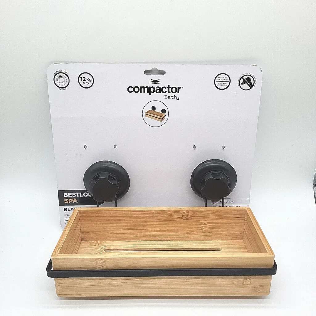 Étagère de Douche Noire à Ventouse Compactor Bestlock pour Rangement