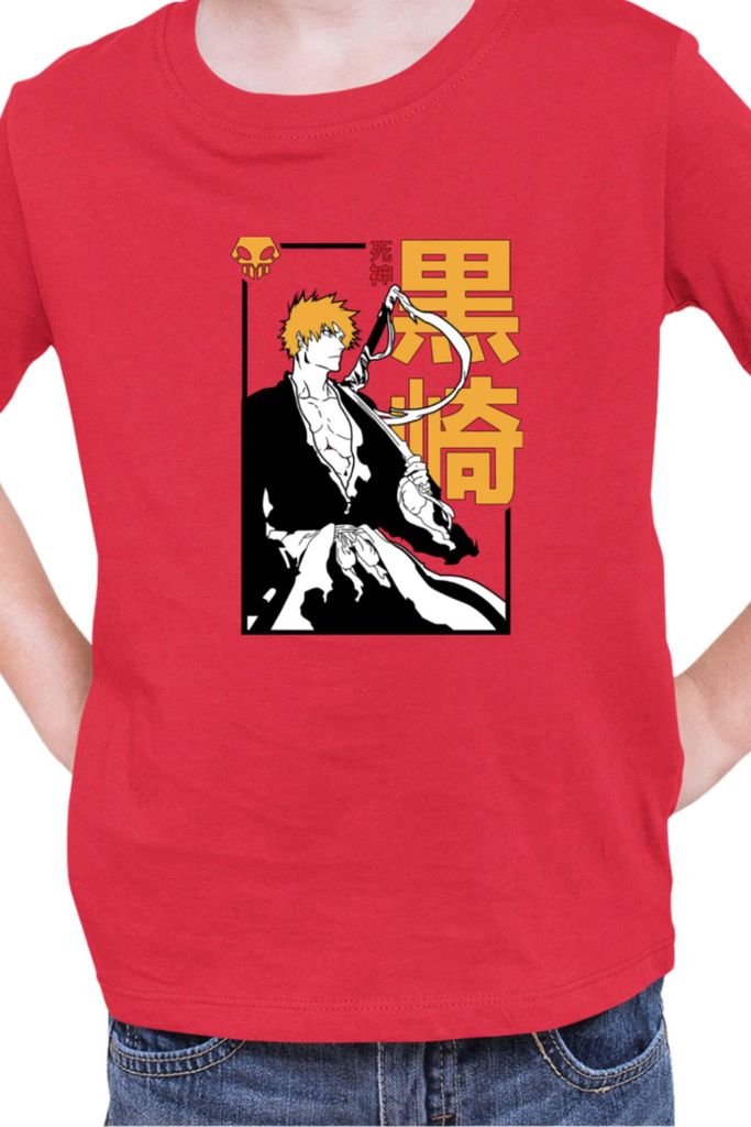 Kinder T-Shirt Manga Japan Anime Comics Animation Bleach 005, 3-4 Jahr - 104 / Rot
