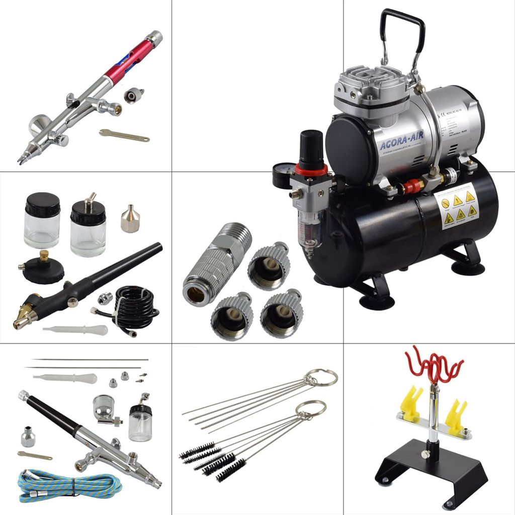 Agora-Tec Airbrush Set PROFI K2 red