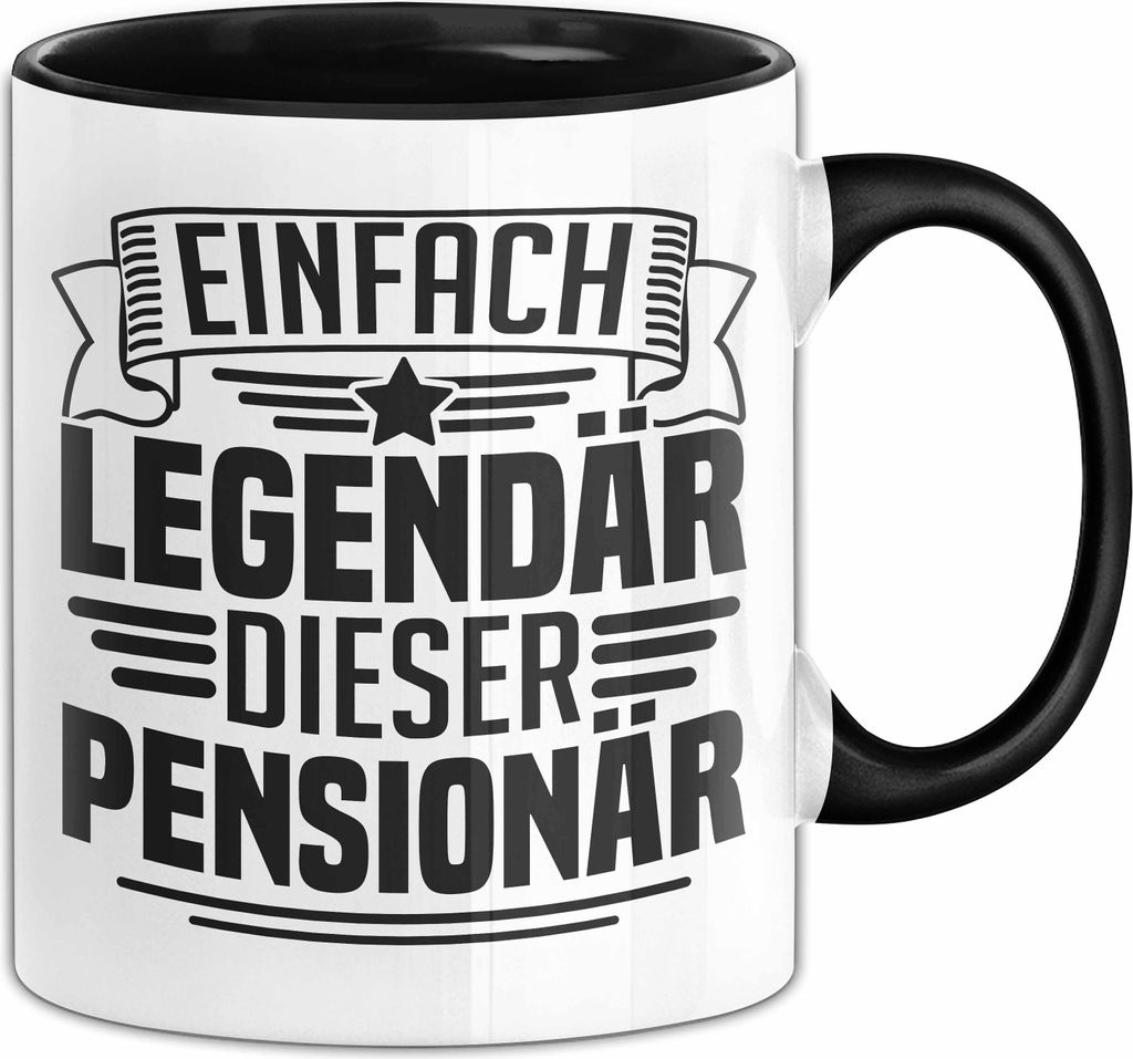 Rente Rentner Tasse Pensionist Großeltern Pension Ruhestand Opa Einfach Legendär Dieser Pensionär Geschenk Becher (Schwarz)