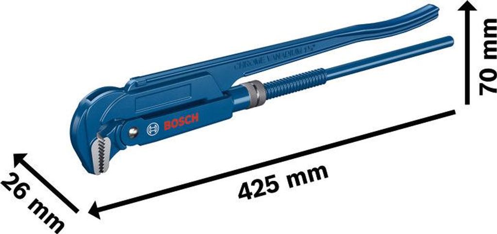 Sanitär-Eckrohrzange, 90°, 420 mm