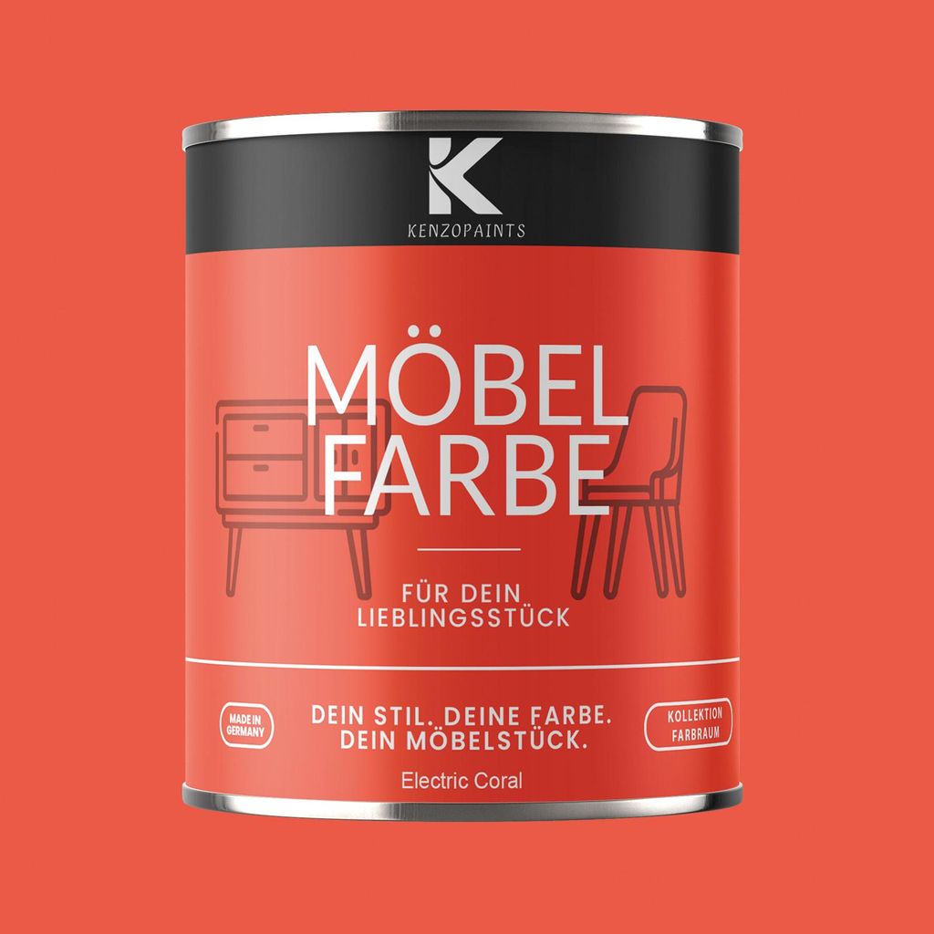Kenzopaints 750ml Möbelfarbe Möbellack Buntlack Farbraum - Electric Coral
