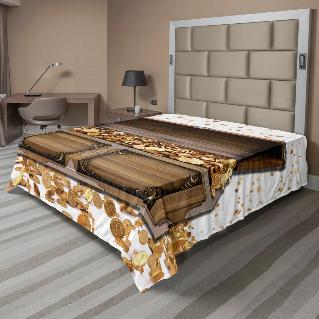 Drap Supérieur Décoratif Thème Trésor Pirate en Tissu Doux 244x205 cm