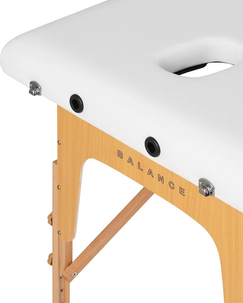 Table de massage Balance pliante en bois 2 sections - Confort blanc