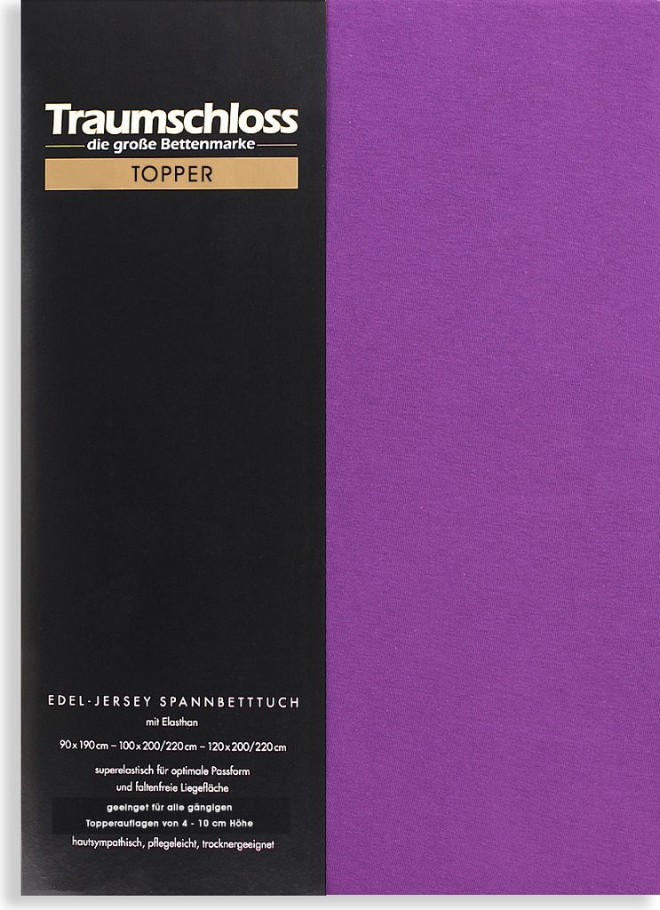 Traumschloss Topper Edel-Jersey Spannbettlaken 140-160 x 200-220 cm violett 165g/m², 95% gekämmte Mako Baumwolle, 5% Elasthan