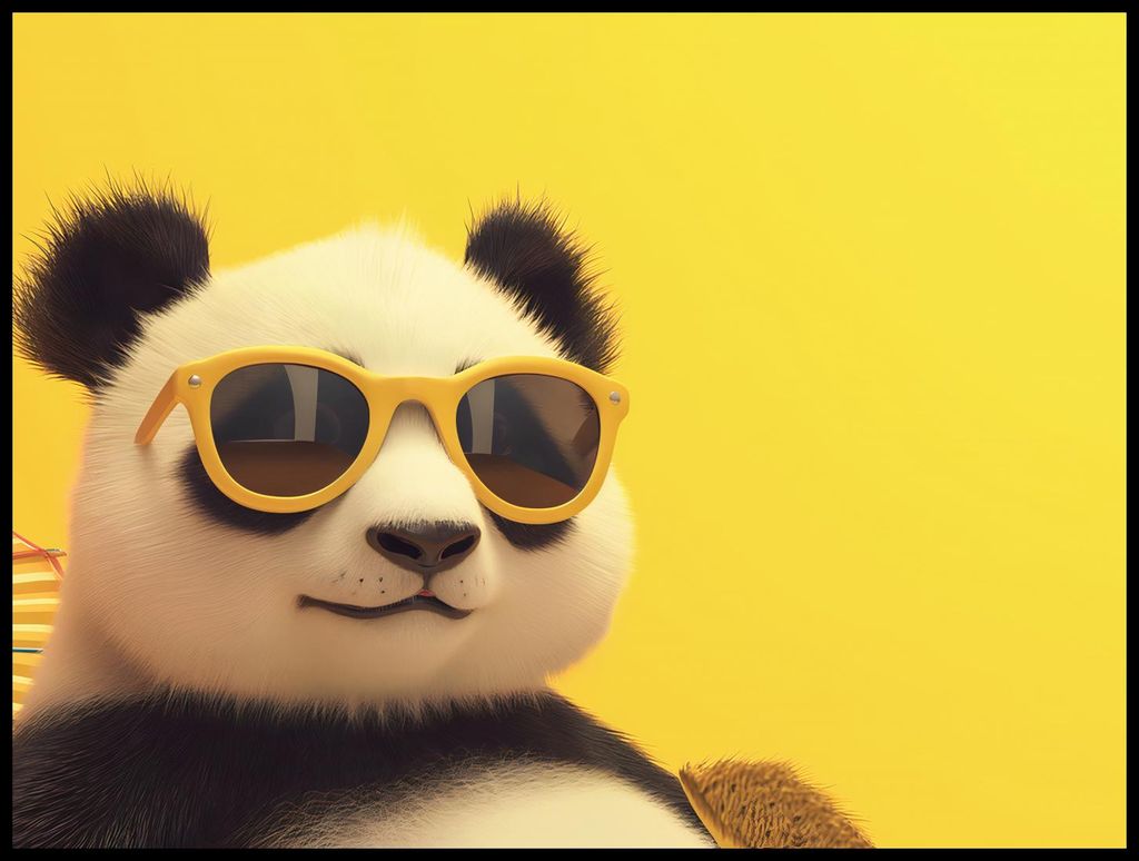 Plakat 100x75cm Panda in Urlaubsstimmung