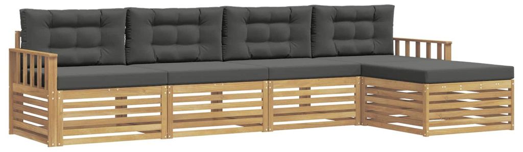 vidaXL Outdoor-Sofagarnitur 5 pcs Weiß und Anthrazit Polyester