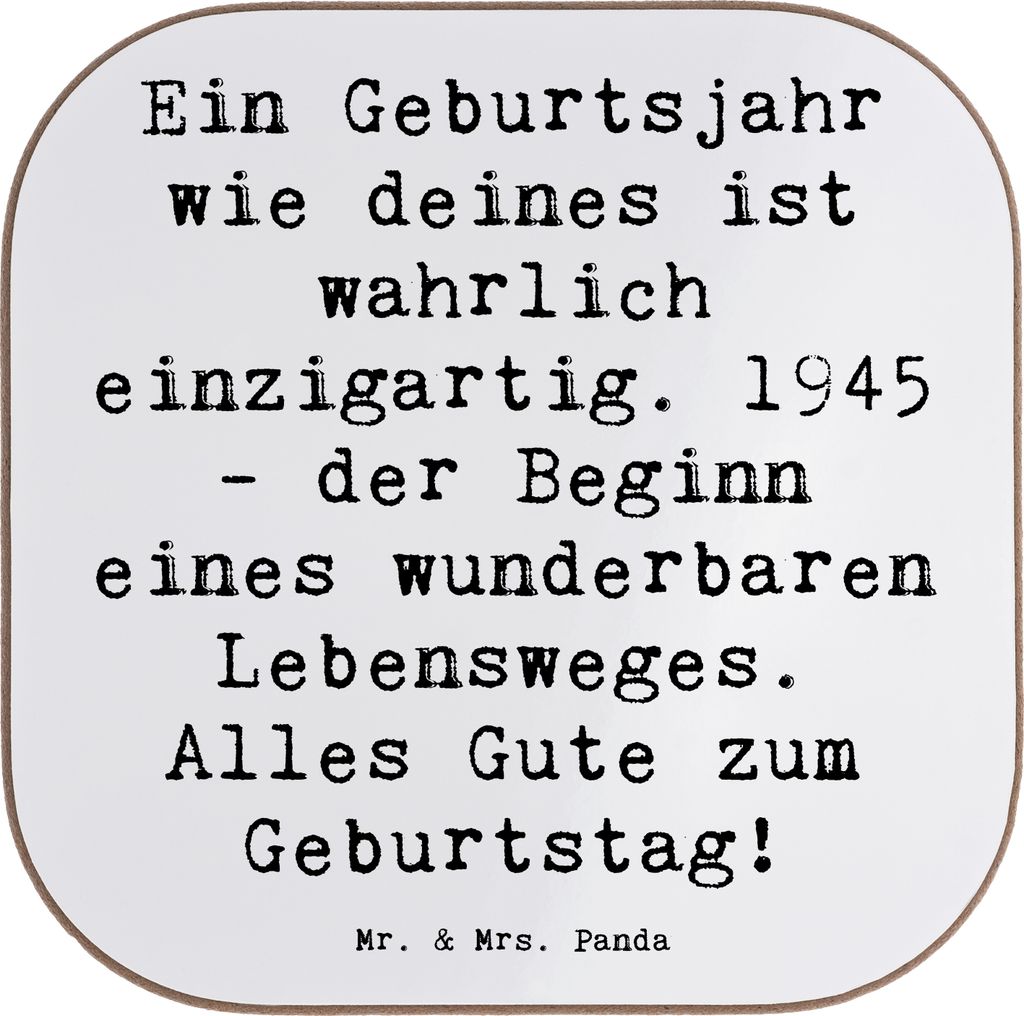 Mr. & Mrs. Panda Untersetzer für Gläser Spruch 1945 Geburtstag - Weiß - Geschenk, Kaffeeuntersetzer, Coaster, Happy Birthday, Tischuntersetzer, ...