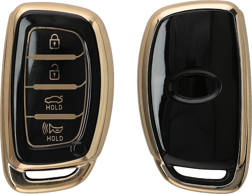 kwmobile Autoschlüssel Hülle kompatibel mit Hyundai 4-Tasten Sonata Tucson Ioniq - Schlüsselhülle Silikon Cover - Schwarz Gold