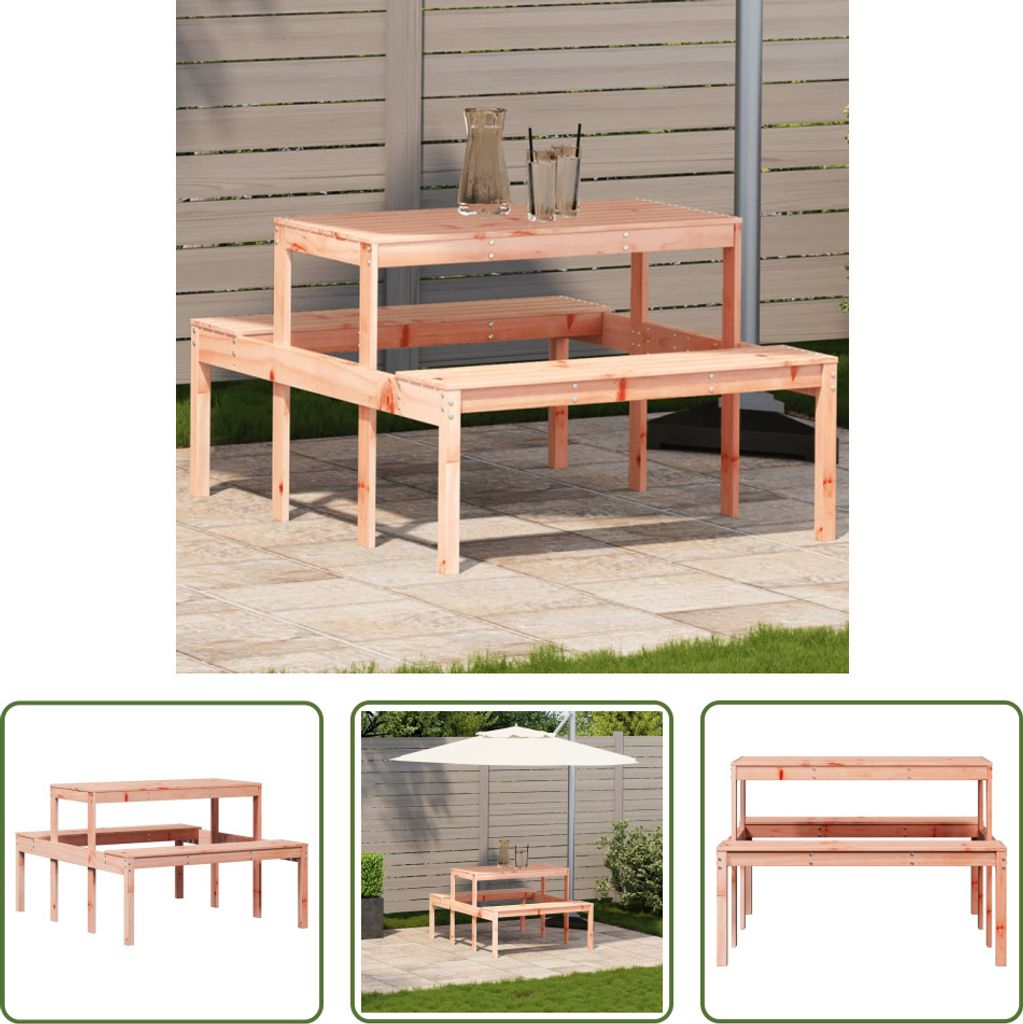 The Living Store Picknicktisch 110x134x75 cm Massivholz Douglasie