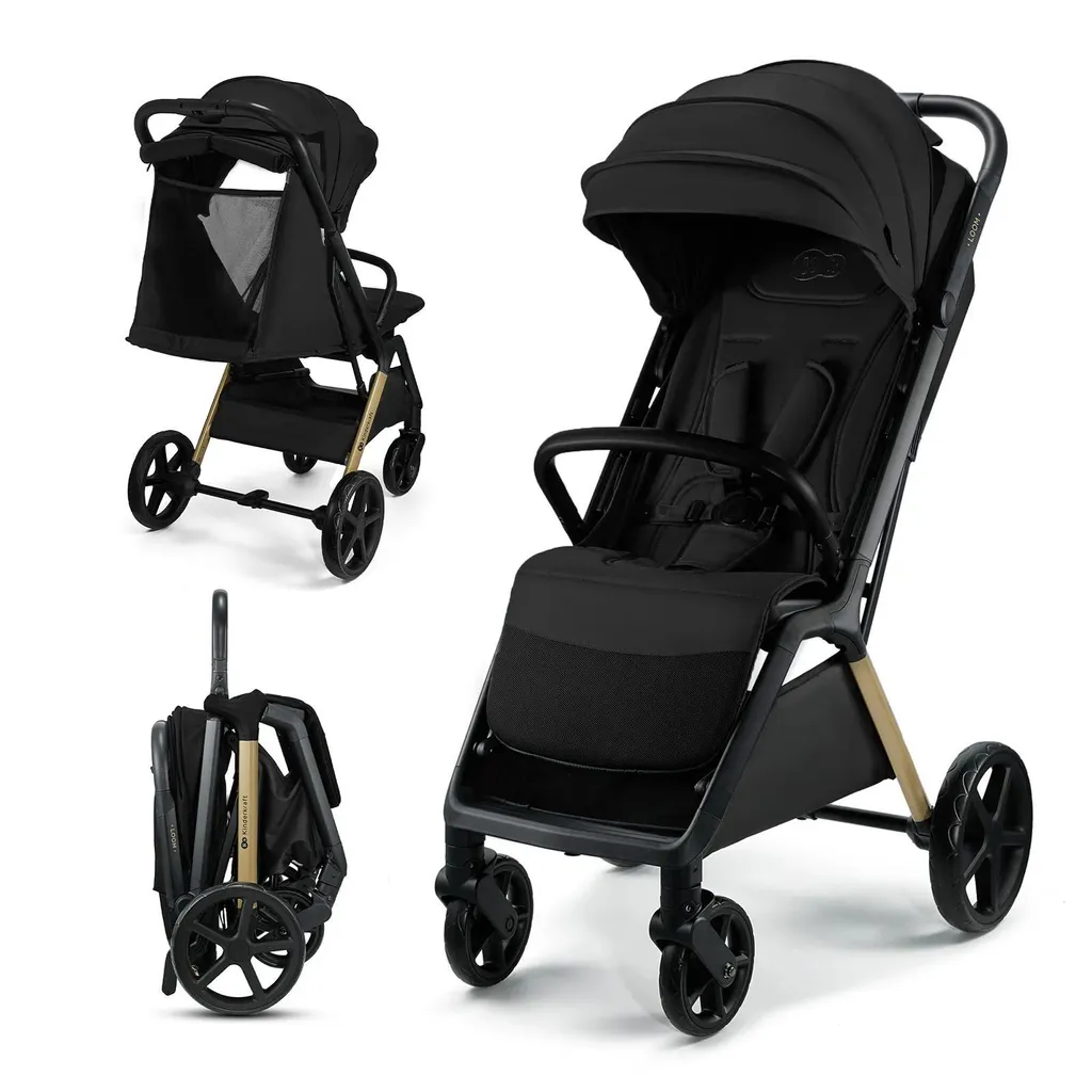 Poussette de sport Loom noire Kinderkraft compacte contre les chocs