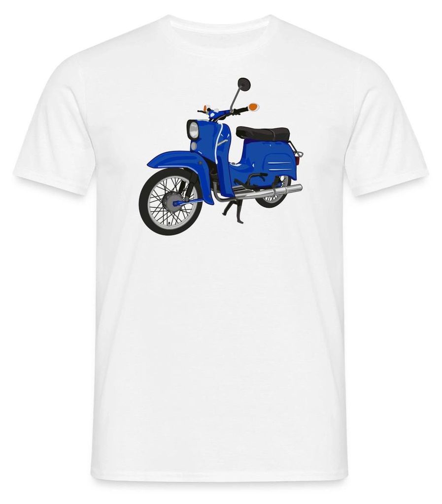 Spreadshirt Vintage Dunkelblaue Simson Schwalbe Moped Männer T-Shirt, XL, Weiß